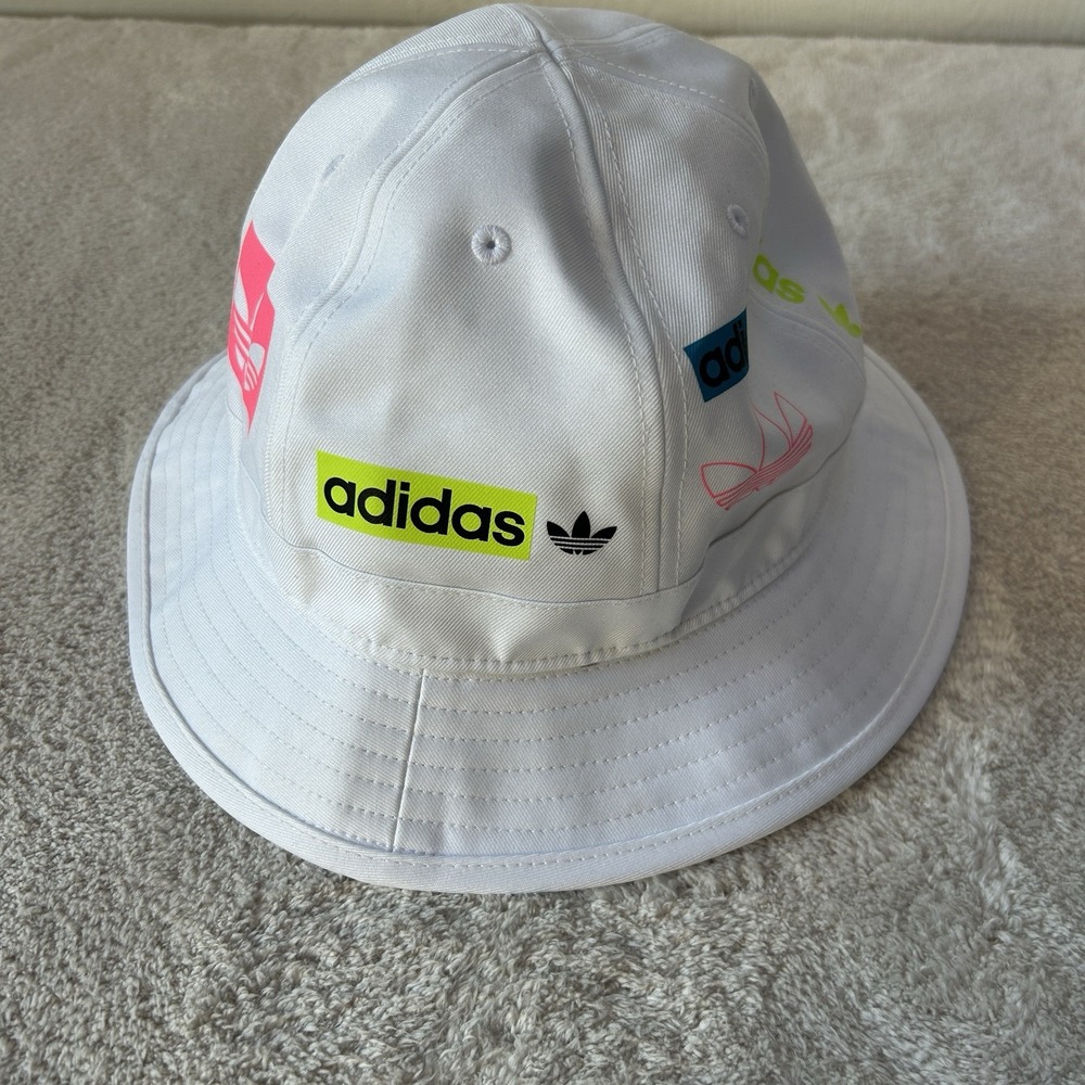 ADIDAS OG STAMP BELL BUCKET HAT HOT PINK BLUE GREEN BEACH OSFA‎ ONE SIZE NWOT